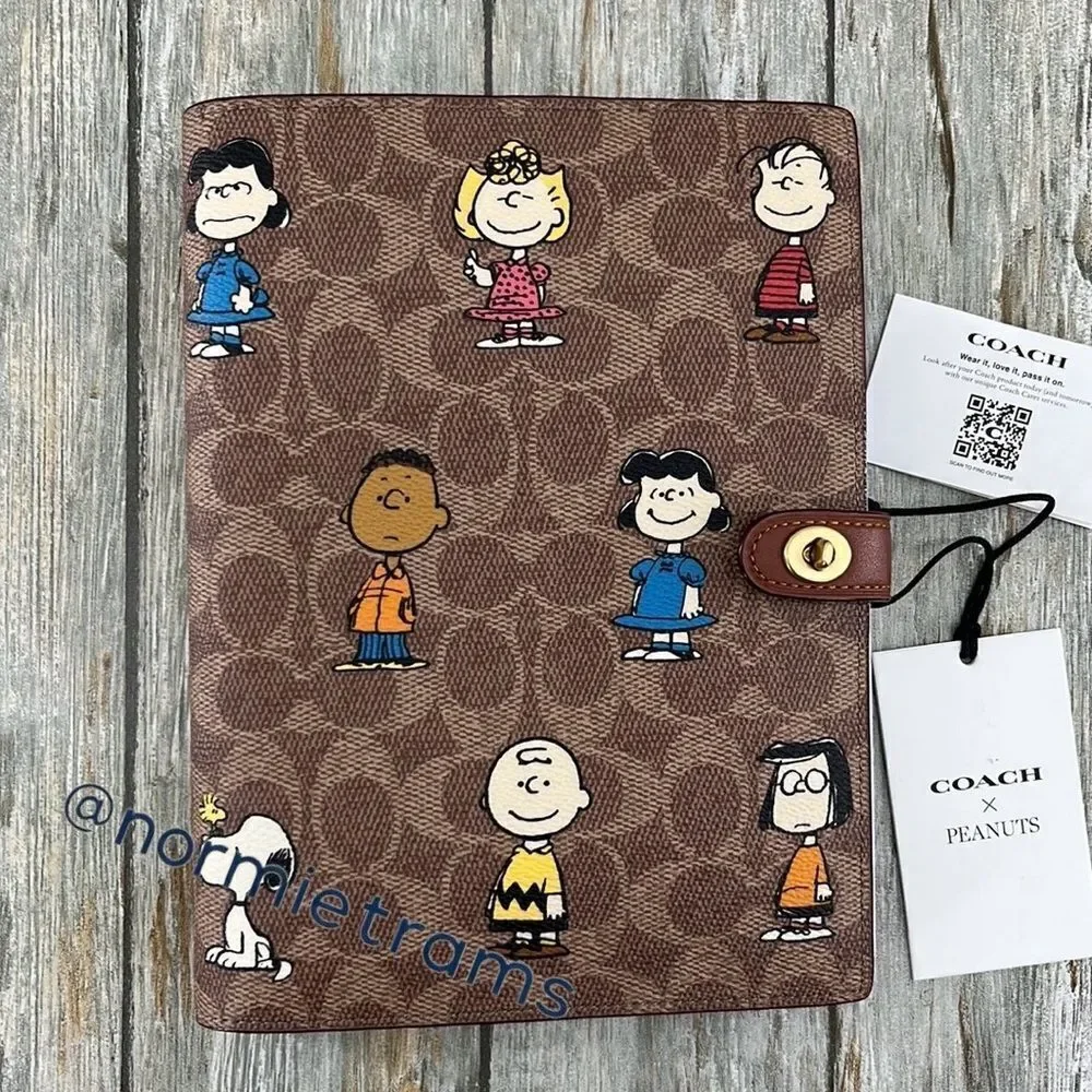 Coach X Peanuts Notebook & Snoopy Pencil Case In Signature Canvas Bag Purse